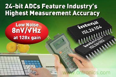 圖題:Intersil推出具有業內最高測量精度的新24位模/數轉換器