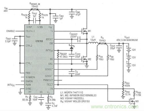 圖4：3. 3A電流、6節電池(36V)SLA電池充電器