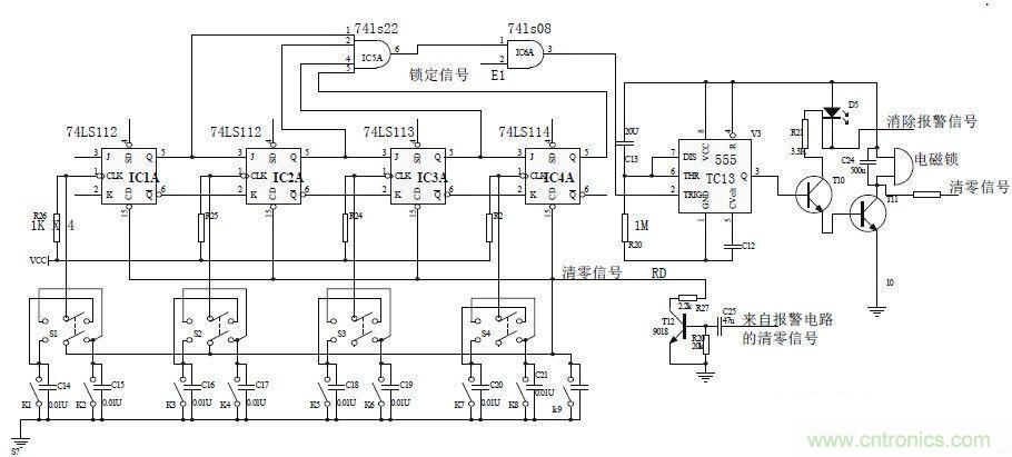 鍵盤輸入、密碼修改、密碼檢測(cè)、開(kāi)鎖、執(zhí)行電路