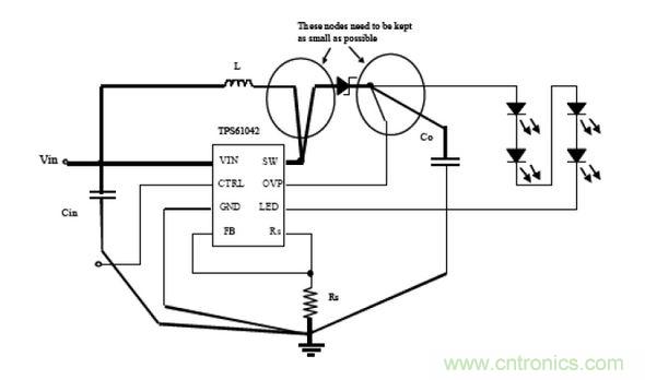 承載開關電流的節點和線跡應保持最小化