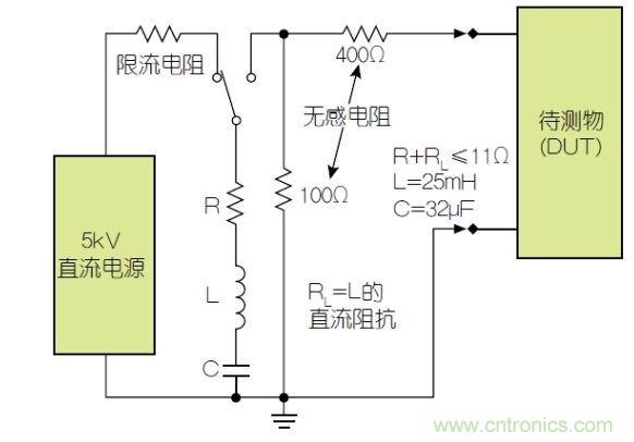 除顫器測試配置(注意較大電容)。