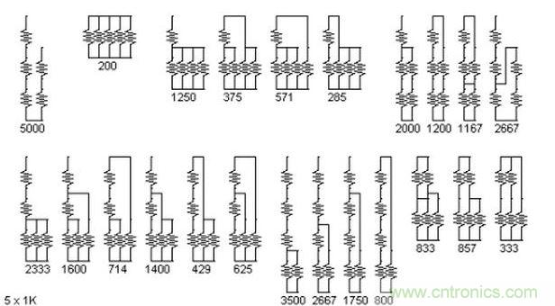 5個(gè)電阻我想出了23種組合。還有其它組合嗎？