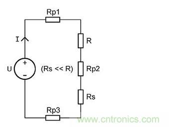 帶簡單的阻性負載電流監(jiān)視功能的典型電源控制應用。