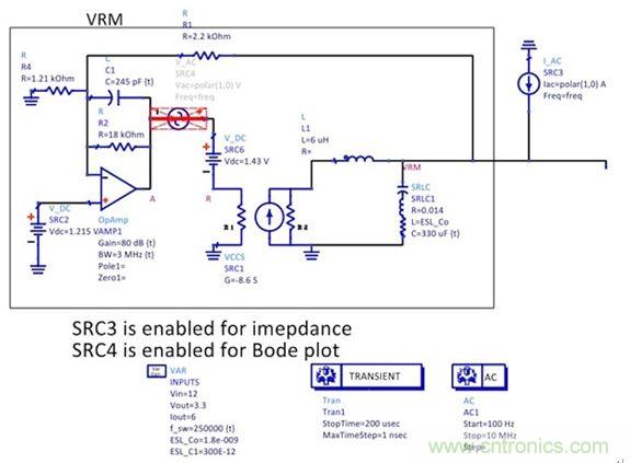 圖5:簡化后的狀態空間平均模型顯示了誤差放大器電路、功率級跨導和輸出電容。