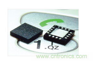  MEMS加速度計，封裝尺寸為4mm × 4mm × 1.45mm。