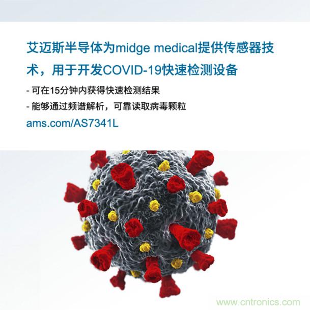艾邁斯為midge medical提供傳感器技術(shù)，用于開發(fā)COVID-19快速檢測設(shè)備