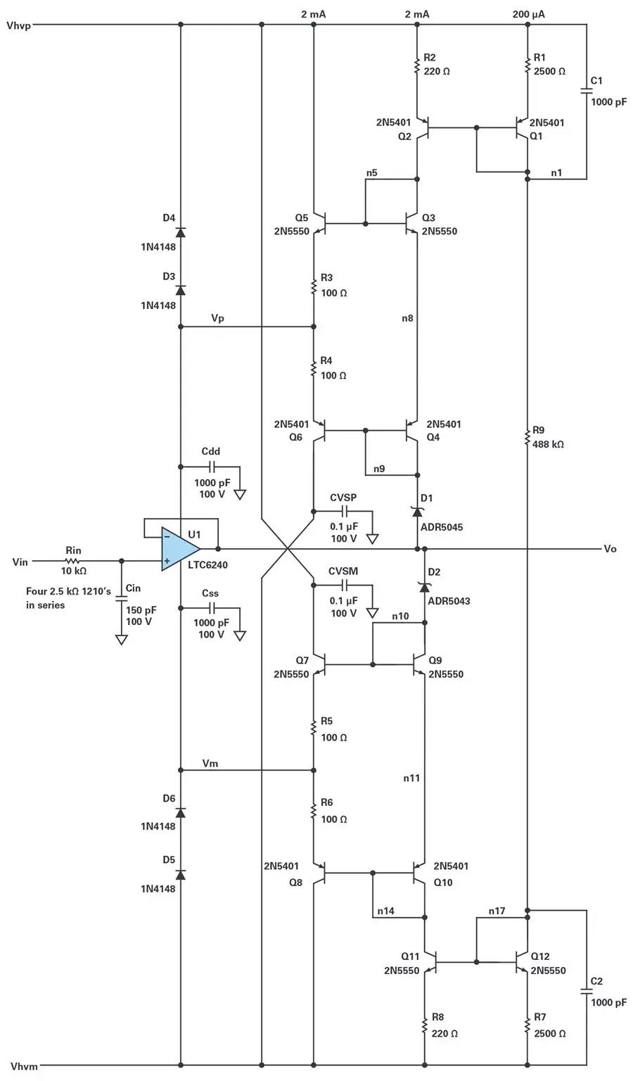 能否讓低壓放大器自舉來獲得高壓緩沖器? 能否讓低壓放大器自舉來獲得高壓緩沖器?